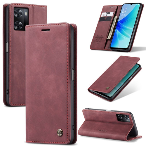 CaseMe 013 Multifunctional Horizontal Flip Leather Phone Case OPPO A57 4G Global/A57S 4G Global/A77 4G Global/A57e 4G/A77s  - Wine Red