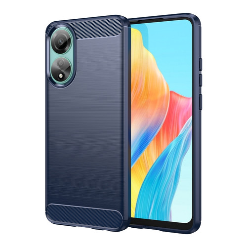 OPPO A78 4G Brushed Texture Carbon Fiber TPU Phone Case - Blue