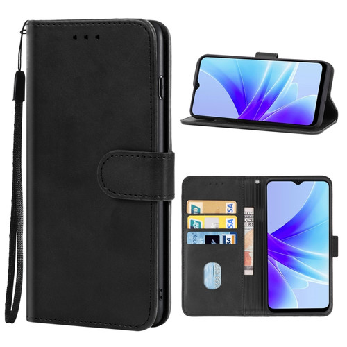 OPPO A57s Leather Phone Case - Black
