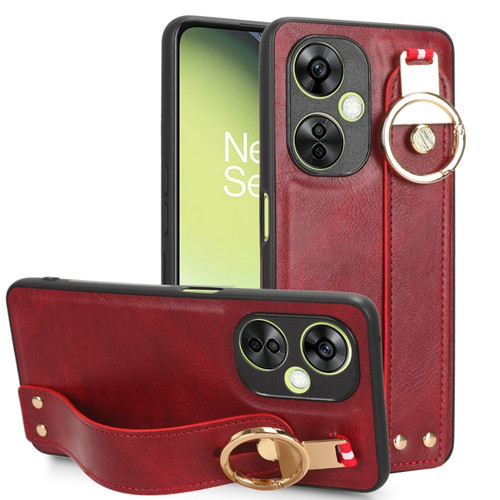 OPPO K11 5G Wristband Leather Back Phone Case - Red