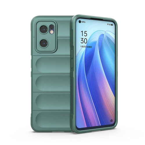 OPPO Reno7 5G Global / Find X5 Lite Magic Shield TPU + Flannel Phone Case - Dark Green