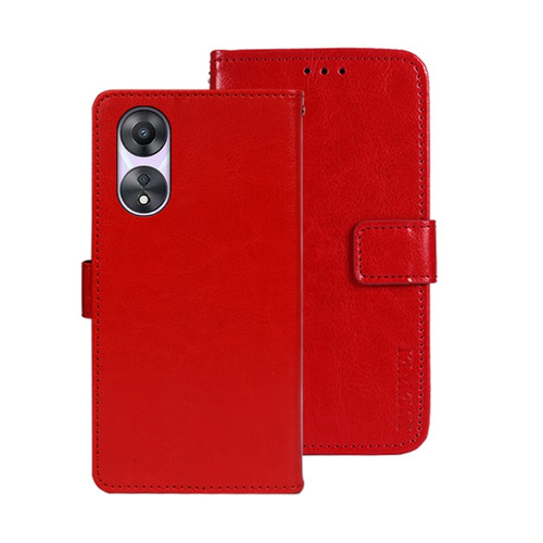 OPPO A78 5G Global/A58x/A58 5G idewei Crazy Horse Texture Leather Phone Case with Holder - Red