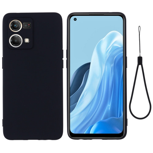 OPPO Reno8 4G Pure Color Liquid Silicone Shockproof Phone Case - Black