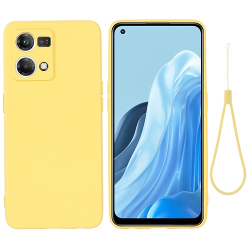 OPPO Reno8 4G Pure Color Liquid Silicone Shockproof Phone Case - Yellow