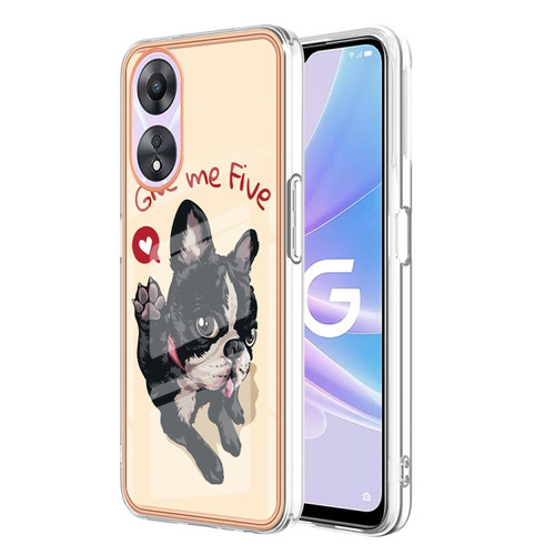 OPPO A78 / A58 Electroplating Marble Dual-side IMD Phone Case - Lucky Dog