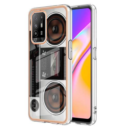 OPPO A94 5G / A95 5G Electroplating Marble Dual-side IMD Phone Case - Retro Radio