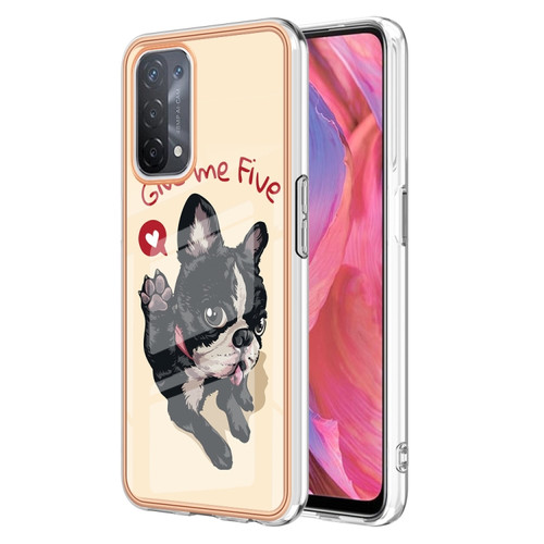 OPPO A74 / A93 5G / A54 5G / A93s 5G Electroplating Marble Dual-side IMD Phone Case - Lucky Dog