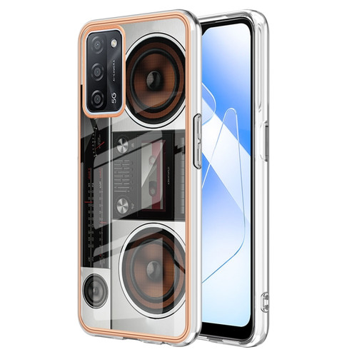 OPPO A55 5G / A53s 5G / A54 4G Electroplating Marble Dual-side IMD Phone Case - Retro Radio