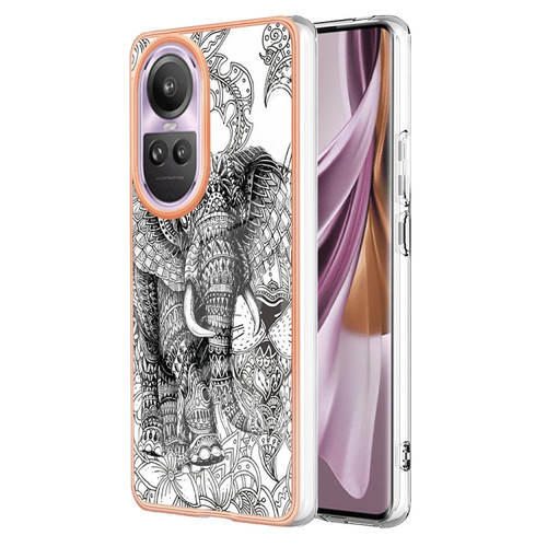 OPPO Reno10 Pro 5G Global Electroplating Marble Dual-side IMD Phone Case - Totem Elephant