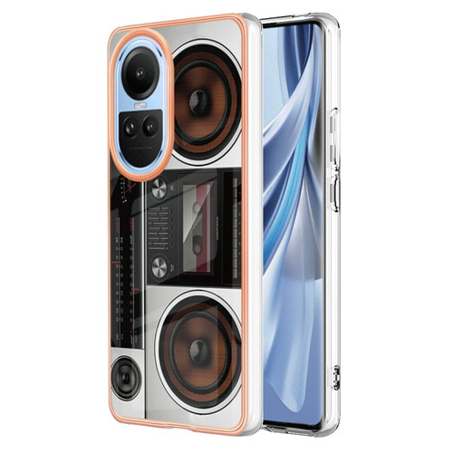OPPO Reno10 5G Global Electroplating Marble Dual-side IMD Phone Case - Retro Radio