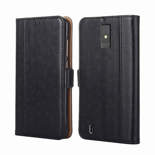 ZTE Blade A32 Ostrich Texture Flip Leather Phone Case - Black