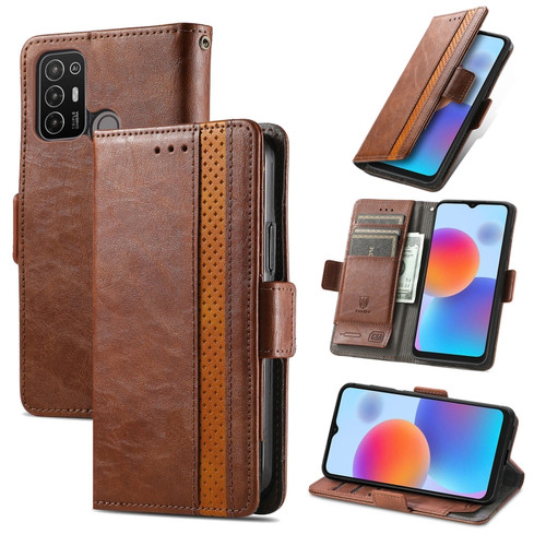 ZTE Blade A52 CaseNeo Splicing Dual Magnetic Buckle Leather Phone Case - Brown