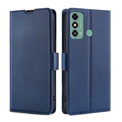 ZTE Blade A53 4G Ultra-thin Voltage Side Buckle Horizontal Flip Leather Phone Case - Blue