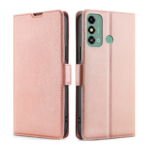 ZTE Blade A53 4G Ultra-thin Voltage Side Buckle Horizontal Flip Leather Phone Case - Rose Gold
