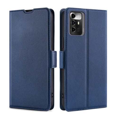 ZTE Blade A72 5G Ultra-thin Voltage Side Buckle Horizontal Flip Leather Phone Case - Blue