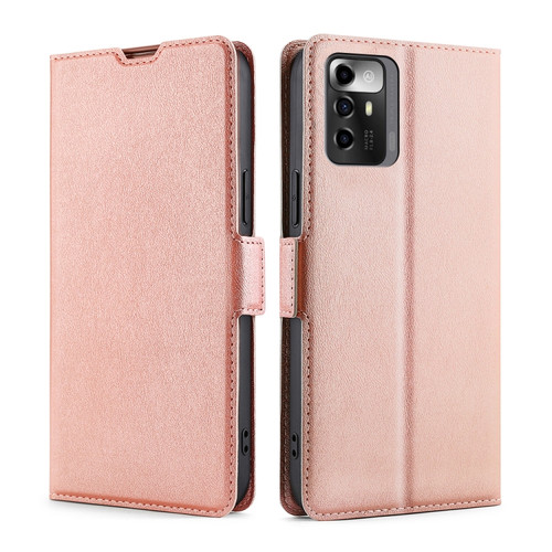ZTE Blade A72 5G Ultra-thin Voltage Side Buckle Horizontal Flip Leather Phone Case - Rose Gold