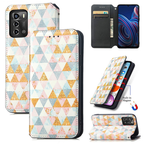 ZTE Blade A72 CaseNeo Colorful Magnetic Leather Phone Case - Rhombus