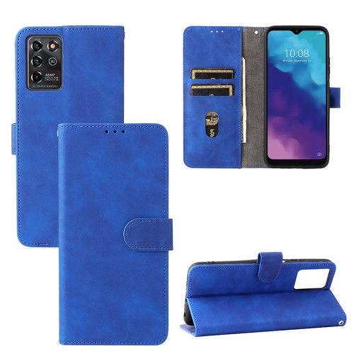 ZTE Blade V30 Vita Solid Color Skin Feel Magnetic Buckle Horizontal Flip Calf Texture PU Leather Case with Holder & Card Slots & Wallet - Blue