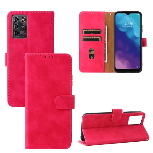 ZTE Blade V30 Vita Solid Color Skin Feel Magnetic Buckle Horizontal Flip Calf Texture PU Leather Case with Holder & Card Slots & Wallet - Rose Red
