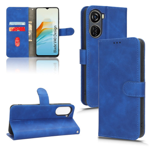 ZTE Blade V40 Design Skin Feel Magnetic Flip Leather Phone Case - Blue