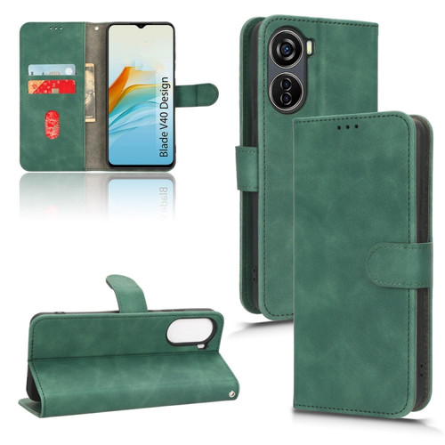 ZTE Blade V40 Design Skin Feel Magnetic Flip Leather Phone Case - Green