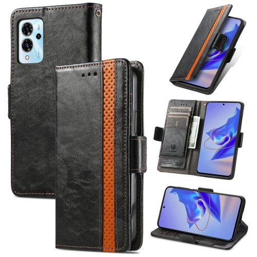 ZTE Blade V40 Pro CaseNeo Splicing Dual Magnetic Buckle Leather Phone Case - Black