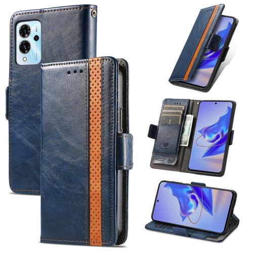 ZTE Blade V40 Pro CaseNeo Splicing Dual Magnetic Buckle Leather Phone Case - Blue