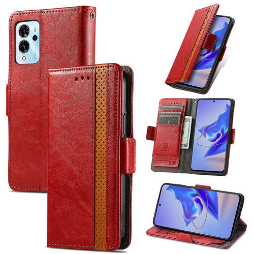 ZTE Blade V40 Pro CaseNeo Splicing Dual Magnetic Buckle Leather Phone Case - Red