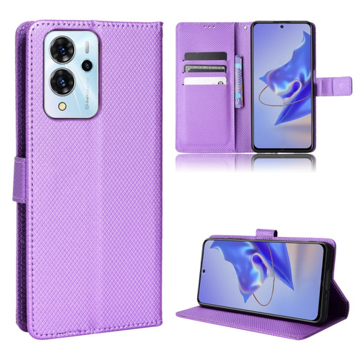 ZTE Blade V40 Pro Diamond Texture Leather Phone Case - Purple