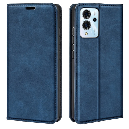 ZTE Blade V40 Pro Retro-skin Magnetic Suction Leather Phone Case - Dark Blue