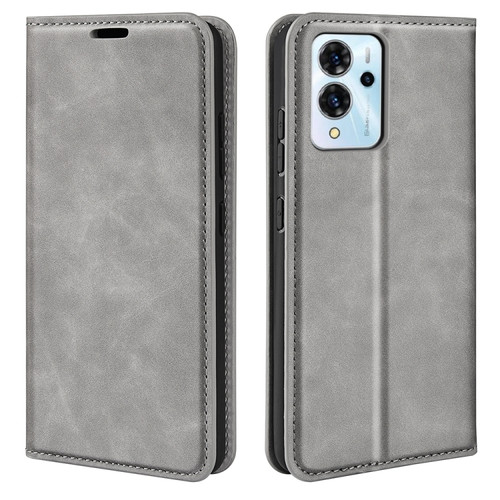 ZTE Blade V40 Pro Retro-skin Magnetic Suction Leather Phone Case - Grey