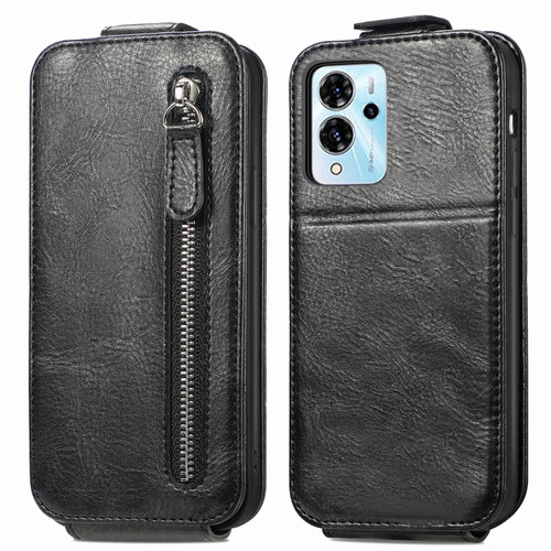 ZTE Blade V40 Pro Zipper Wallet Vertical Flip Leather Phone Case - black