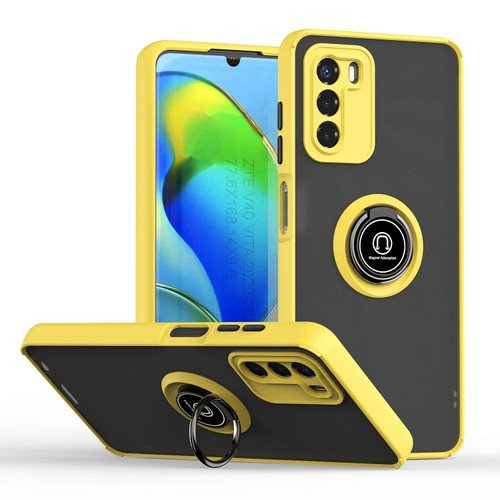 ZTE Blade V40 Vita Q Shadow 1 Series TPU + PC Phone Case with Ring - Yellow
