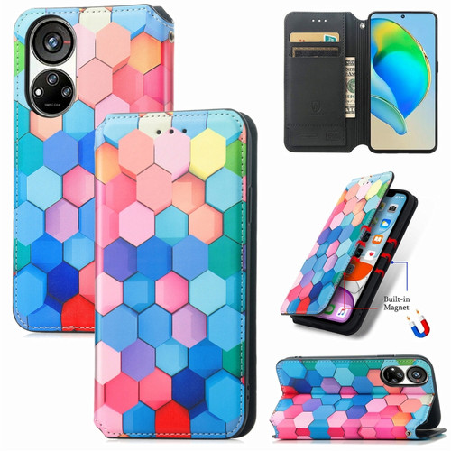 ZTE Blade V40s CaseNeo Colorful Magnetic Leather Phone Case - Colorful Cube