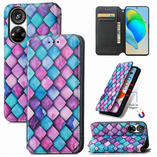 ZTE Blade V40s CaseNeo Colorful Magnetic Leather Phone Case - Purple Scales