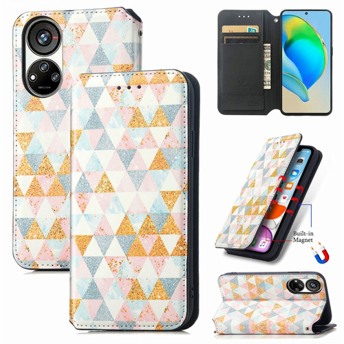 ZTE Blade V40s CaseNeo Colorful Magnetic Leather Phone Case - Rhombus