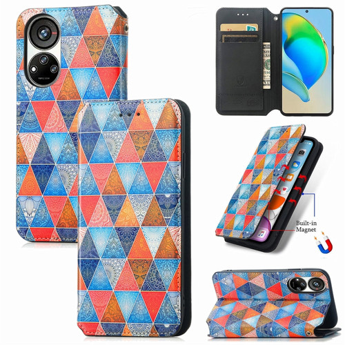 ZTE Blade V40s CaseNeo Colorful Magnetic Leather Phone Case - Rhombus Mandala