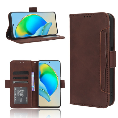 ZTE Blade V40s Skin Feel Calf Texture Card Slots Leather Phone Case - Brown