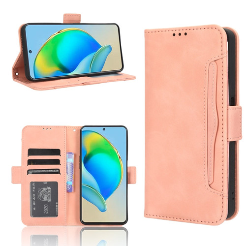 ZTE Blade V40s Skin Feel Calf Texture Card Slots Leather Phone Case - Pink