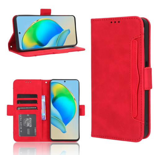 ZTE Blade V40s Skin Feel Calf Texture Card Slots Leather Phone Case - Red