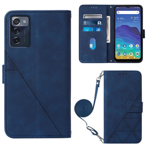 ZTE Consumer Cellular ZMAX 5G Crossbody 3D Embossed Flip Leather Phone Case - Blue