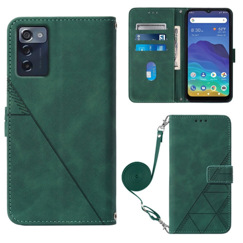 ZTE Consumer Cellular ZMAX 5G Crossbody 3D Embossed Flip Leather Phone Case - Dark Green