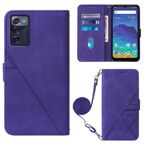 ZTE Consumer Cellular ZMAX 5G Crossbody 3D Embossed Flip Leather Phone Case - Purple