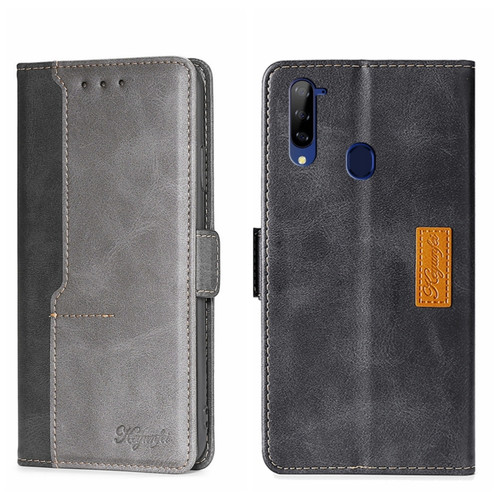 ZTE Libero 5G Contrast Color Side Buckle Leather Phone Case - Black + Grey