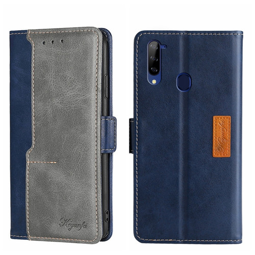 ZTE Libero 5G Contrast Color Side Buckle Leather Phone Case - Blue + Grey
