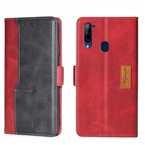 ZTE Libero 5G Contrast Color Side Buckle Leather Phone Case - Red + Black