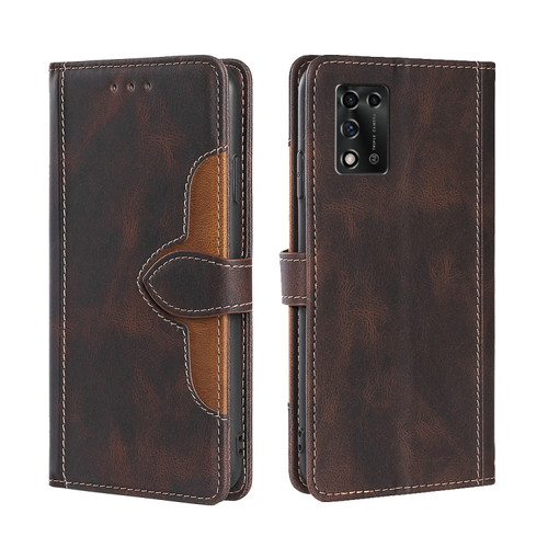 ZTE Libero 5G III 5G Skin Feel Magnetic Buckle Leather Phone Case - Brown