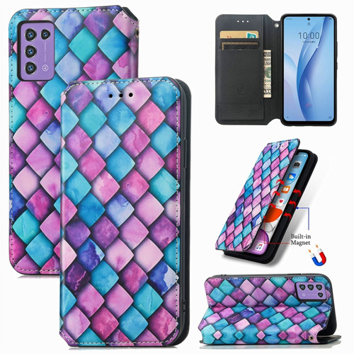 ZTE Libero 5G III CaseNeo Colorful Magnetic Leather Phone Case - Purple Scales