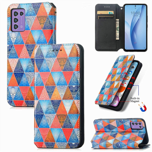 ZTE Libero 5G III CaseNeo Colorful Magnetic Leather Phone Case - Rhombus Mandala