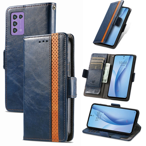 ZTE Libero 5G III CaseNeo Splicing Dual Magnetic Buckle Leather Phone Case - Blue